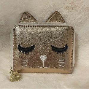 Rose gold Betsy Johnson cat wallet